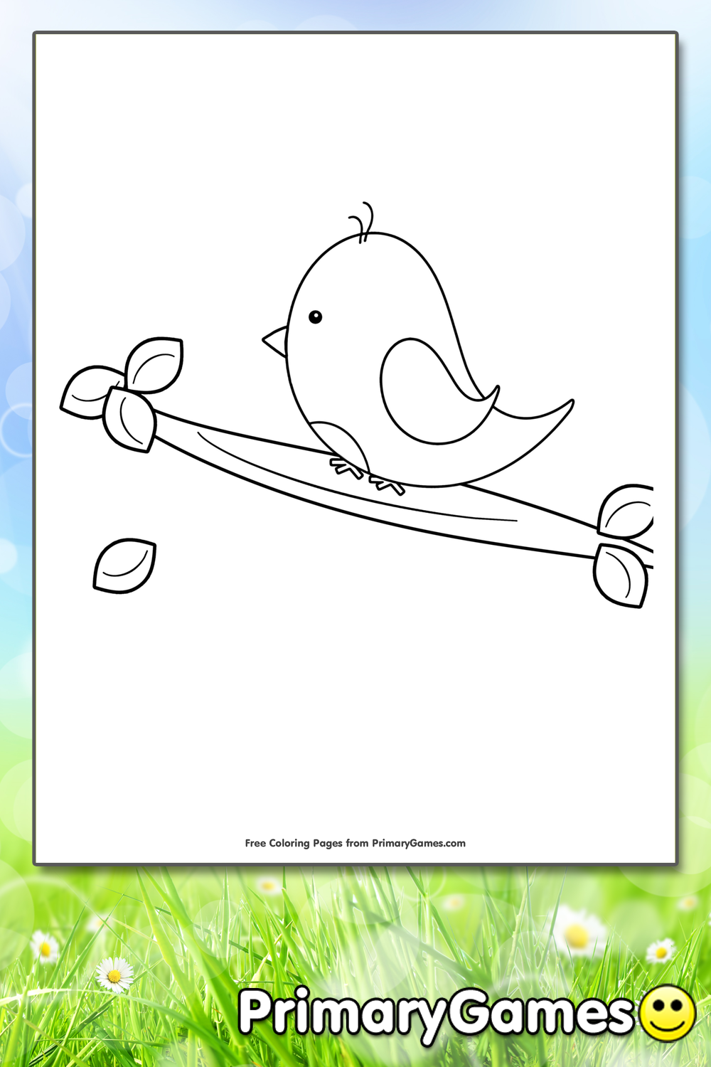 Bird on flowering tree branch coloring page â free printable pdf from