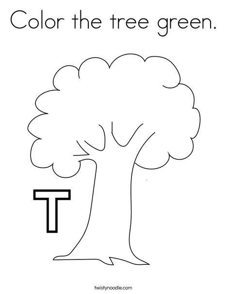 Color the tree green coloring page