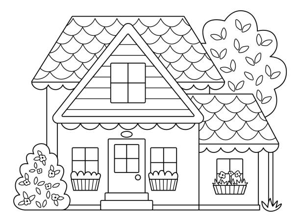 House coloring page stock photos pictures royalty