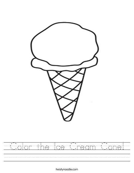 Color the ice cream cone worksheet