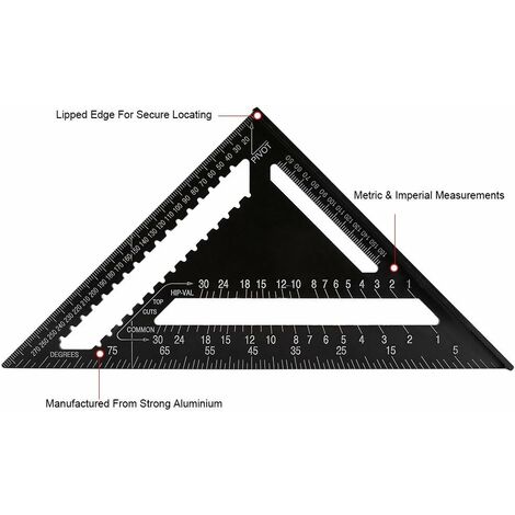 Inch aluminum alloy triangle square ruler protractor high precision measuring tool for carpenter engineer