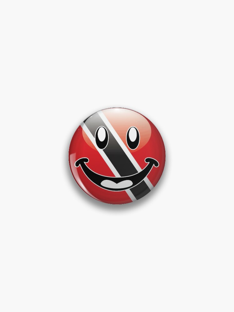 Trinidad and tobago flag happy face smiley emoji button pin for sale by identiti