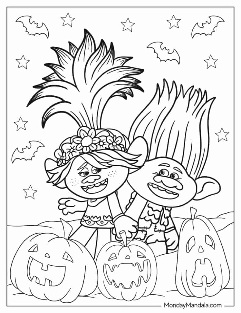 Trolls coloring pages free pdf printables