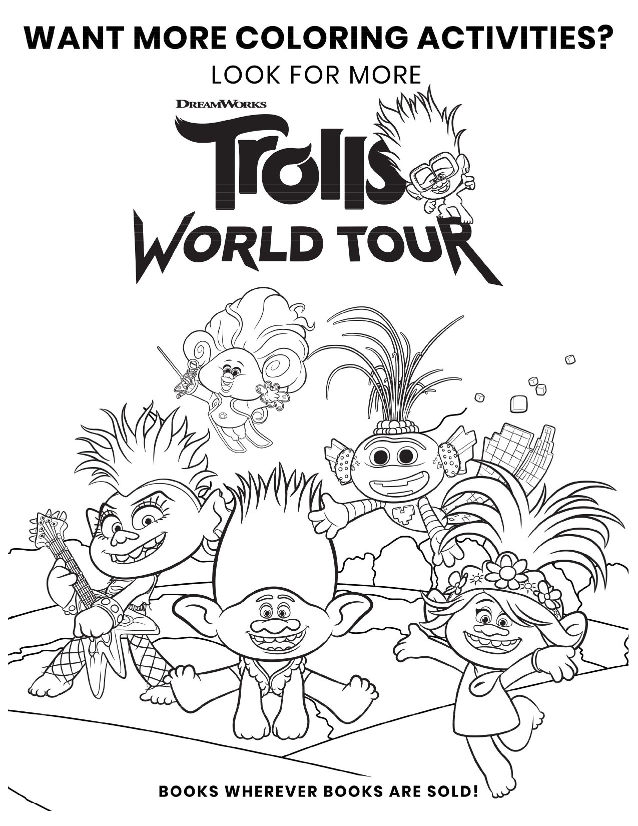 Trolls world tour coloring pages