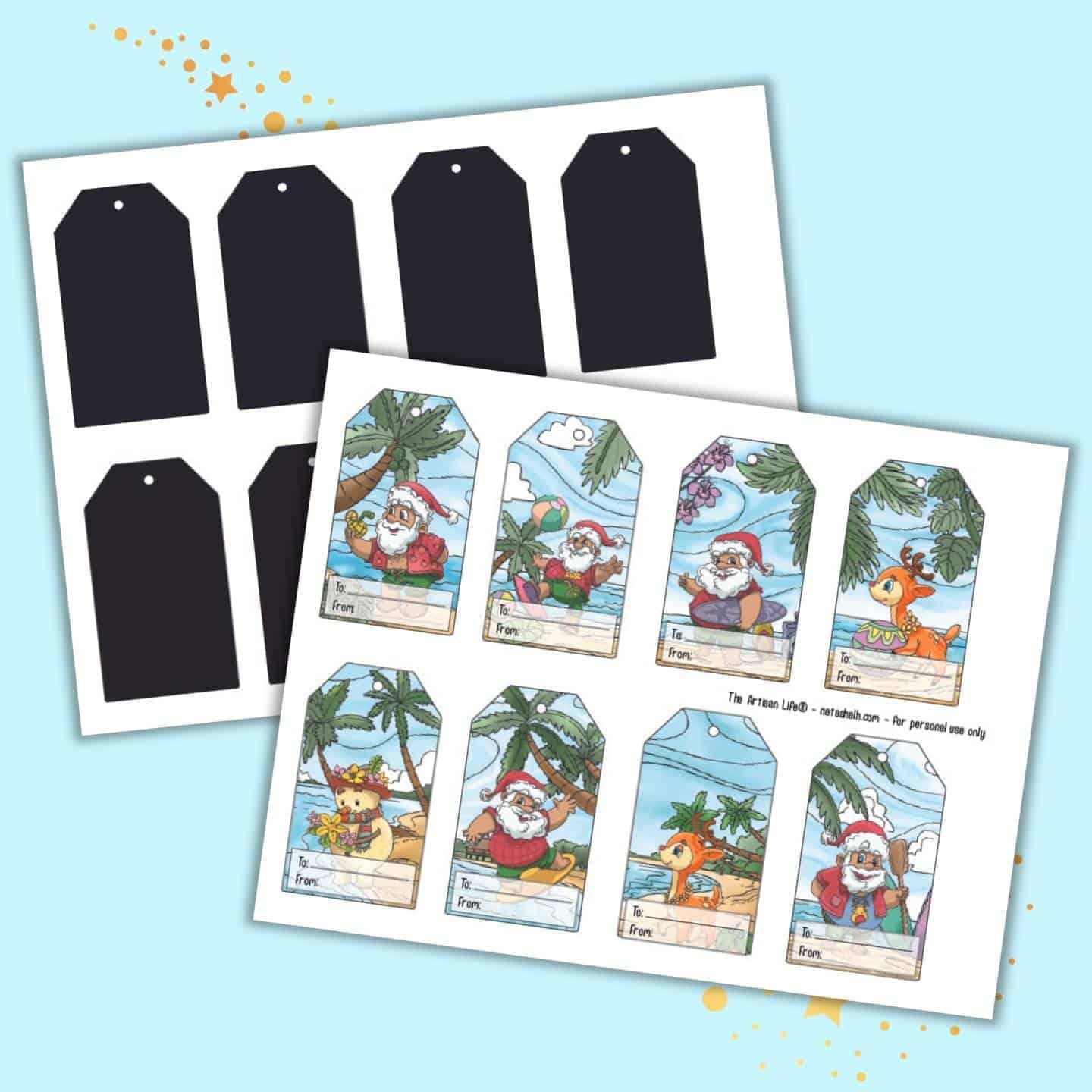 Free printable tropical santa gift tags
