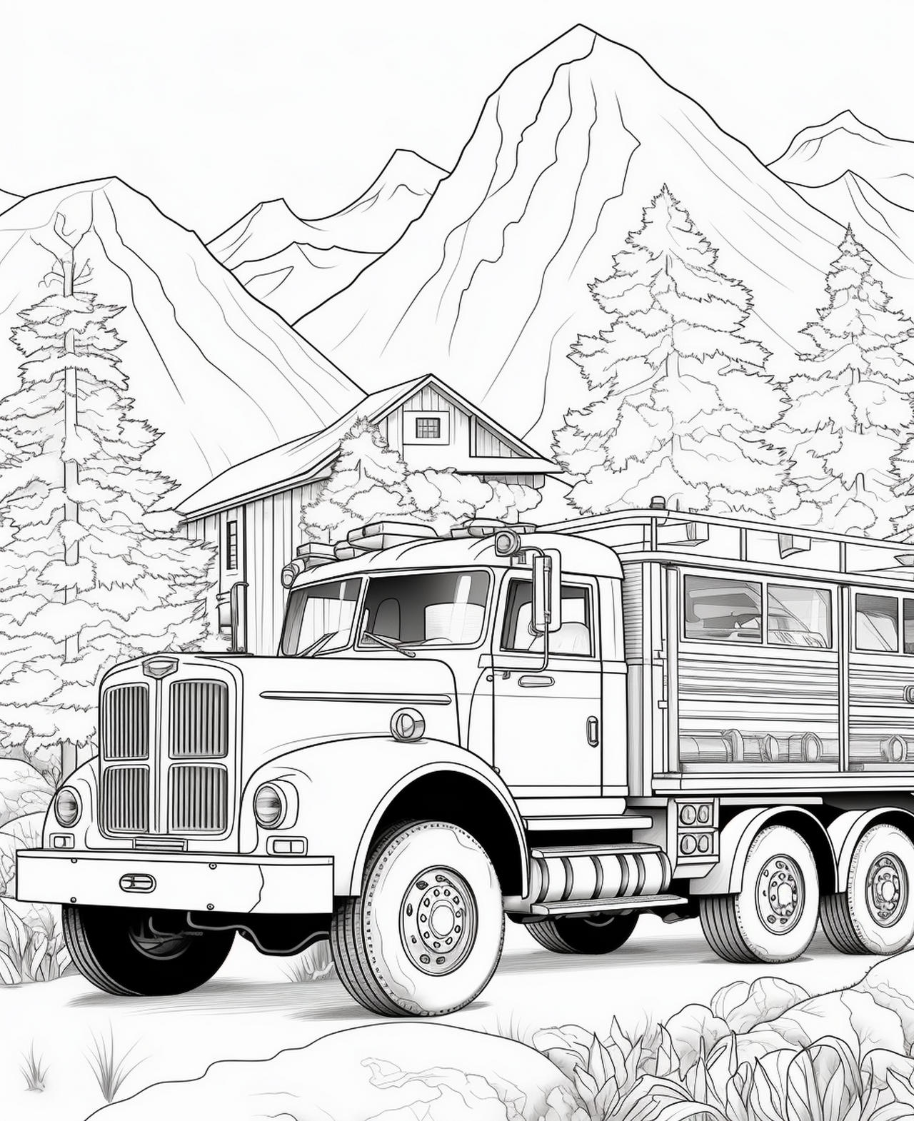 Fire trucks coloring pages in premium quality by coloringbooksart on
