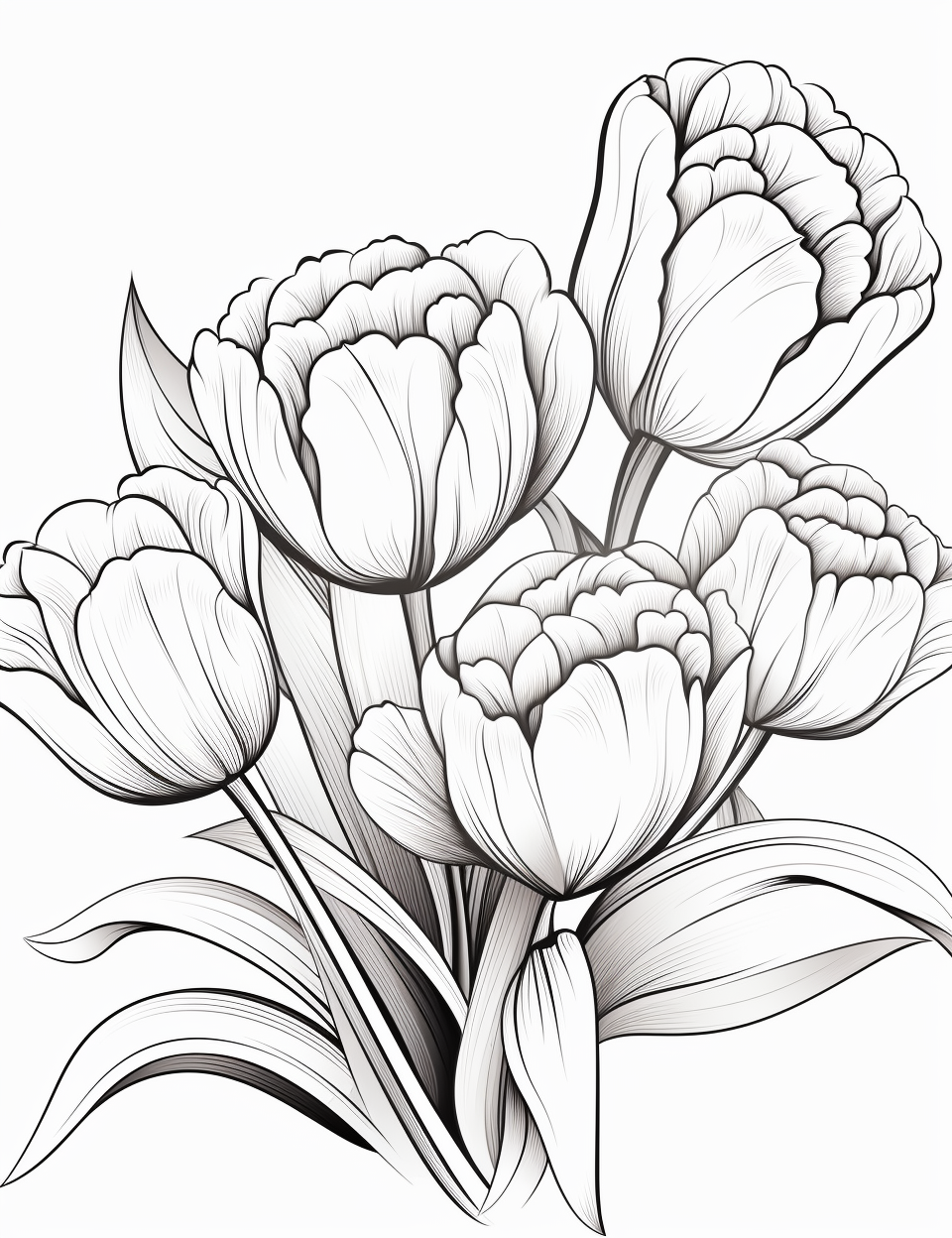 Tulip flowers coloring book for children coloring pages