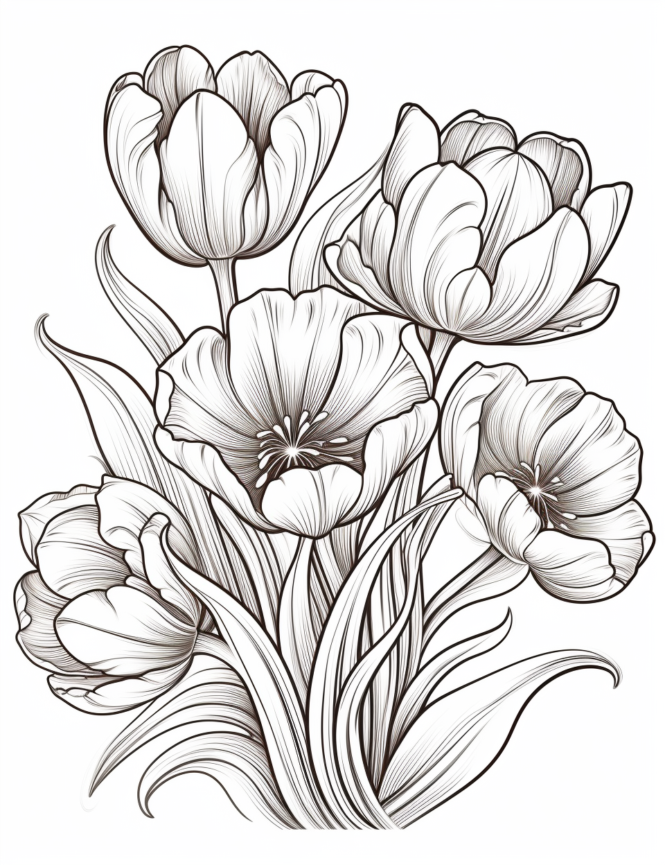 Tulip flowers coloring book for children coloring pages