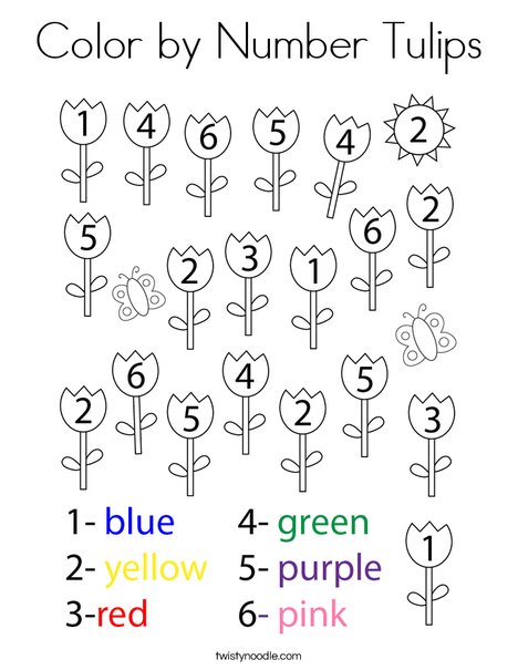 Color by number tulips coloring page