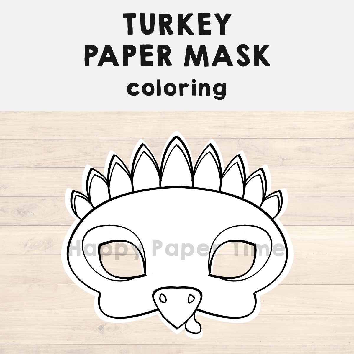 Turkey paper mask printable thanksgiving coloring costume craft activity made by teachers