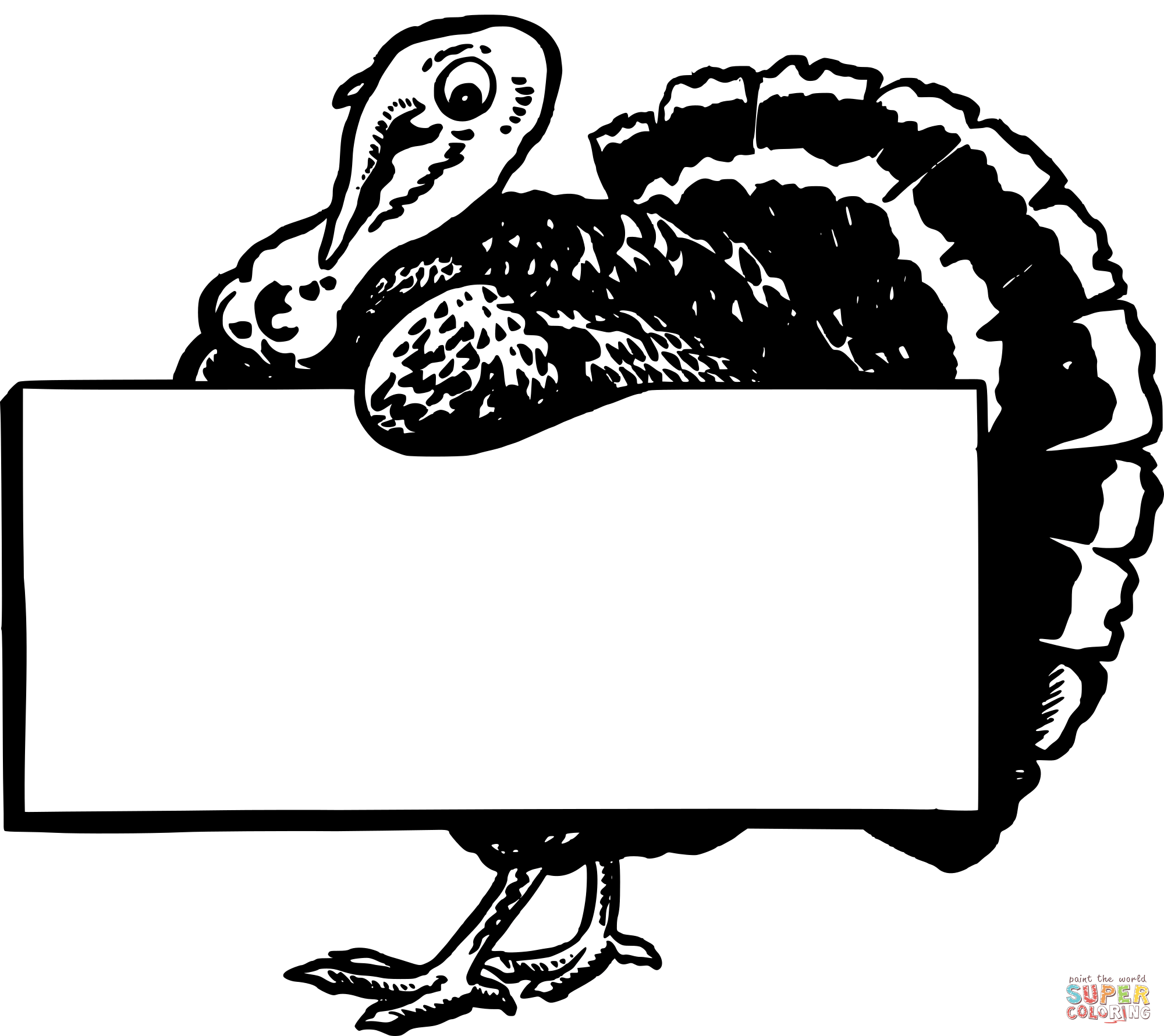 Vintage retro turkey frame coloring page free printable coloring pages