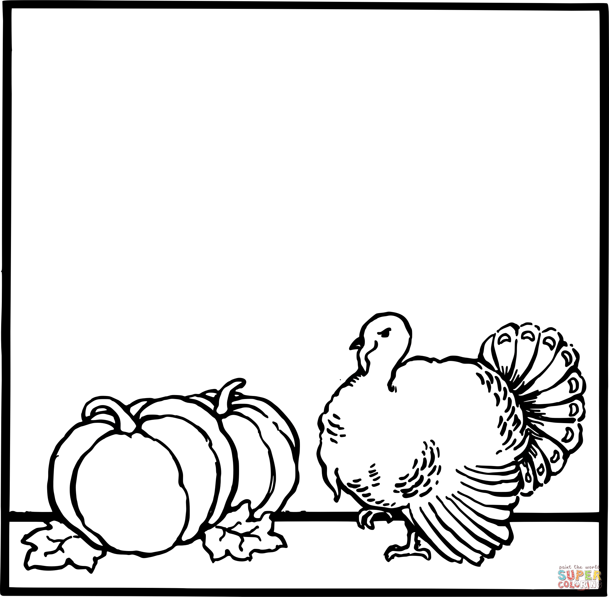 Vintage basic thanksgiving day frame coloring page free printable coloring pages