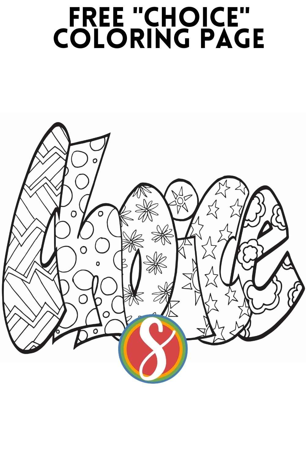 Free choice coloring page â stevie doodles