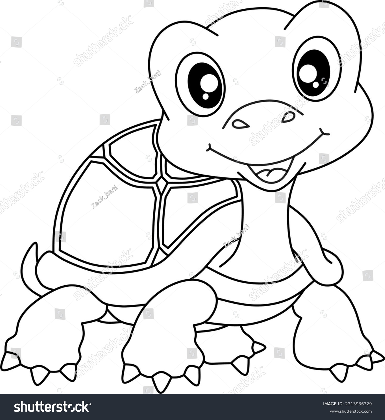 Turtle cartoon line art coloring book stock vector royalty free