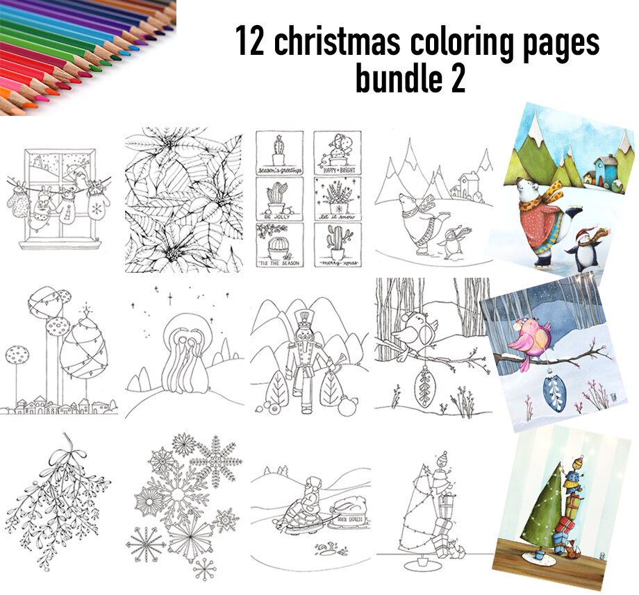 Christmas coloring pages bundle â creations ceecee