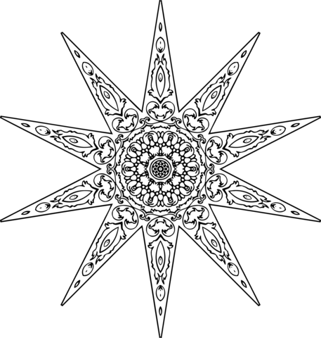 Vintage ornamental star coloring page free printable coloring pages