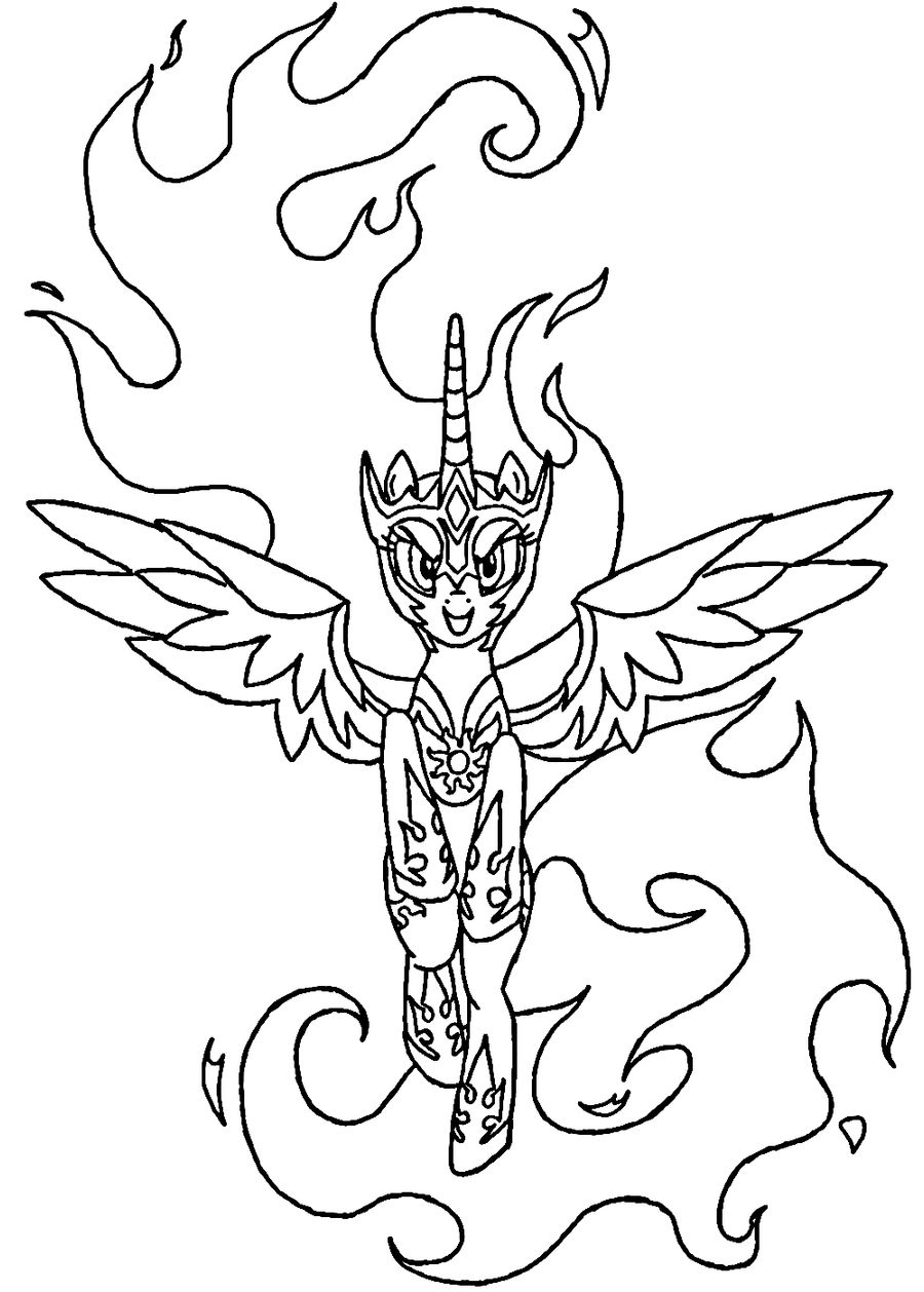 Daybreaker coloring page line art celestia mlp by sanorace on