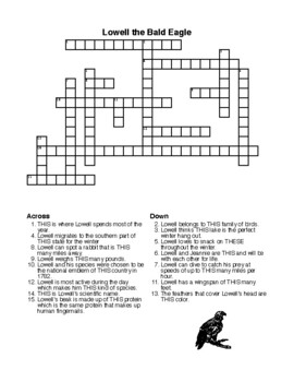 Anitails bald eagle story crossword coloring page and more tpt
