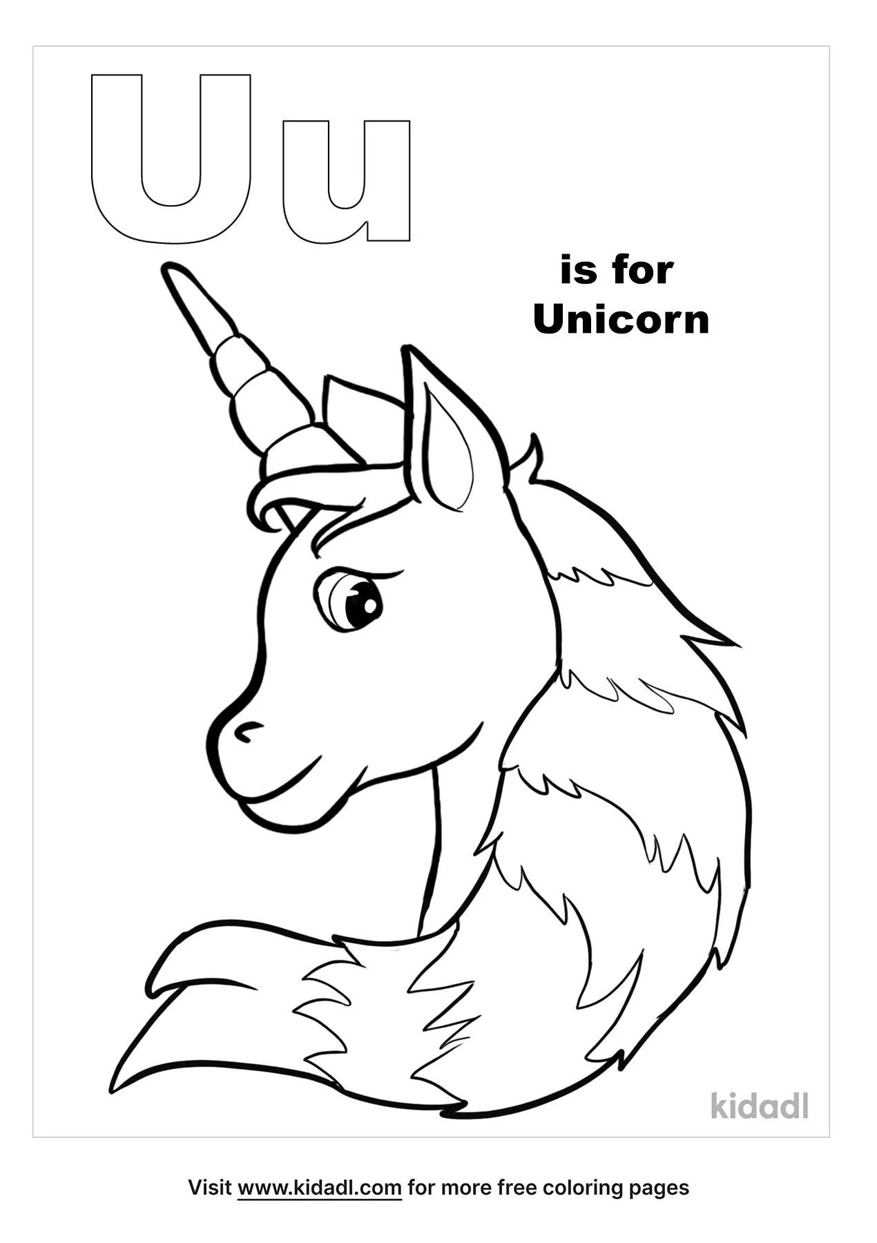 Free u is for unicorn coloring page coloring page printables