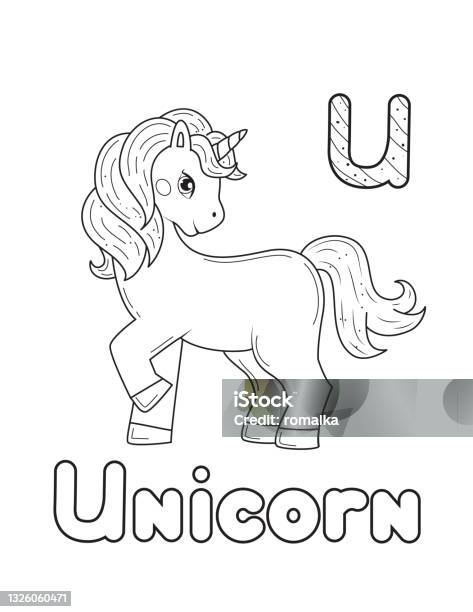 Line art design for kids coloring pageanimals alphabet vector illustration stock illustration