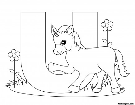 Printable animal alphabet worksheets letter u is for unicorn