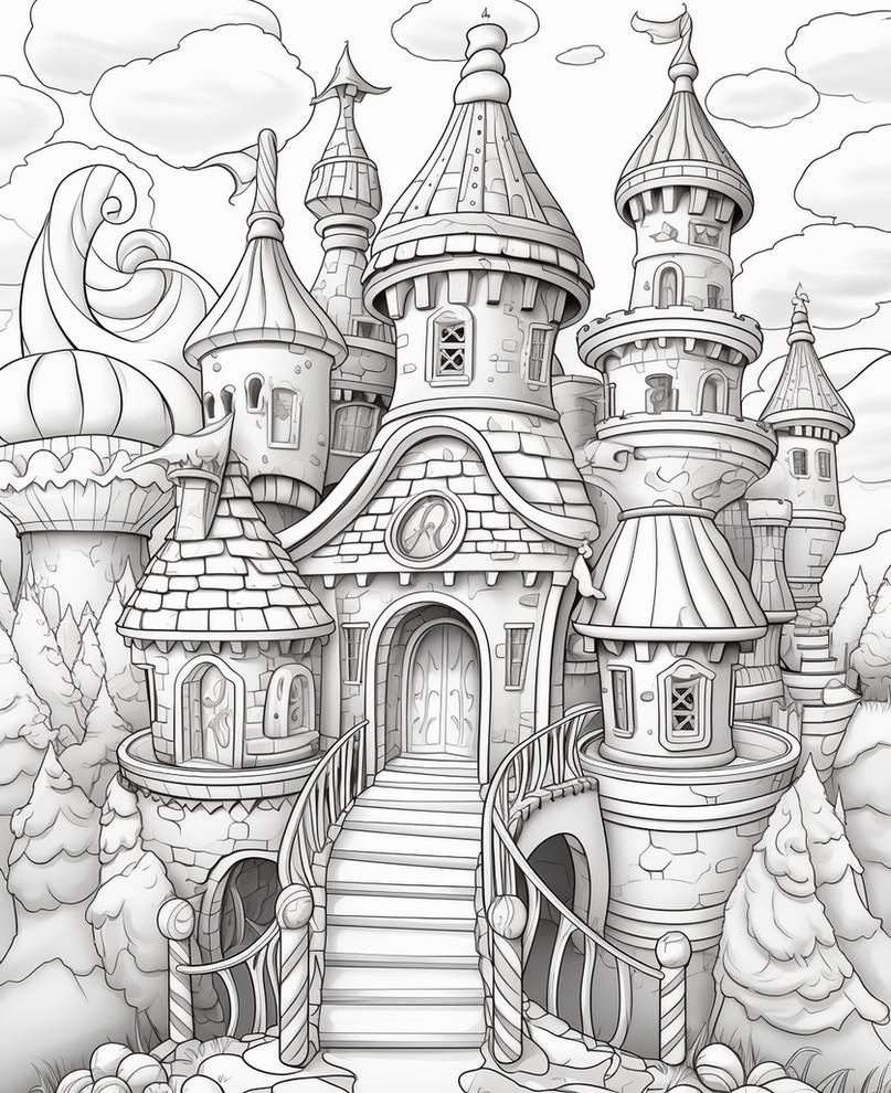 Candy palaces coloring pages in premium quality by coloringbooksart on