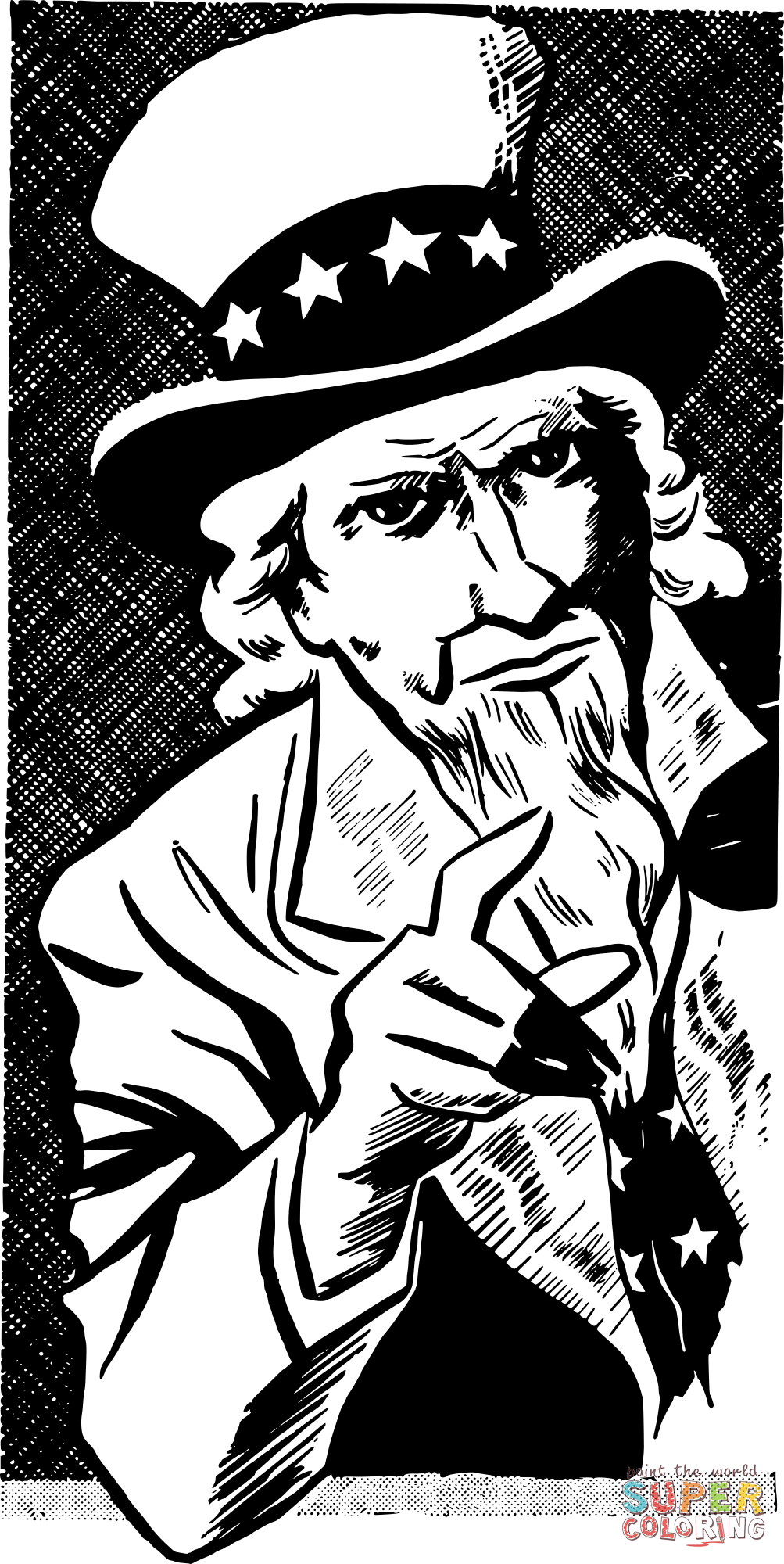 Vintage retro uncle sam coloring page free printable coloring pages