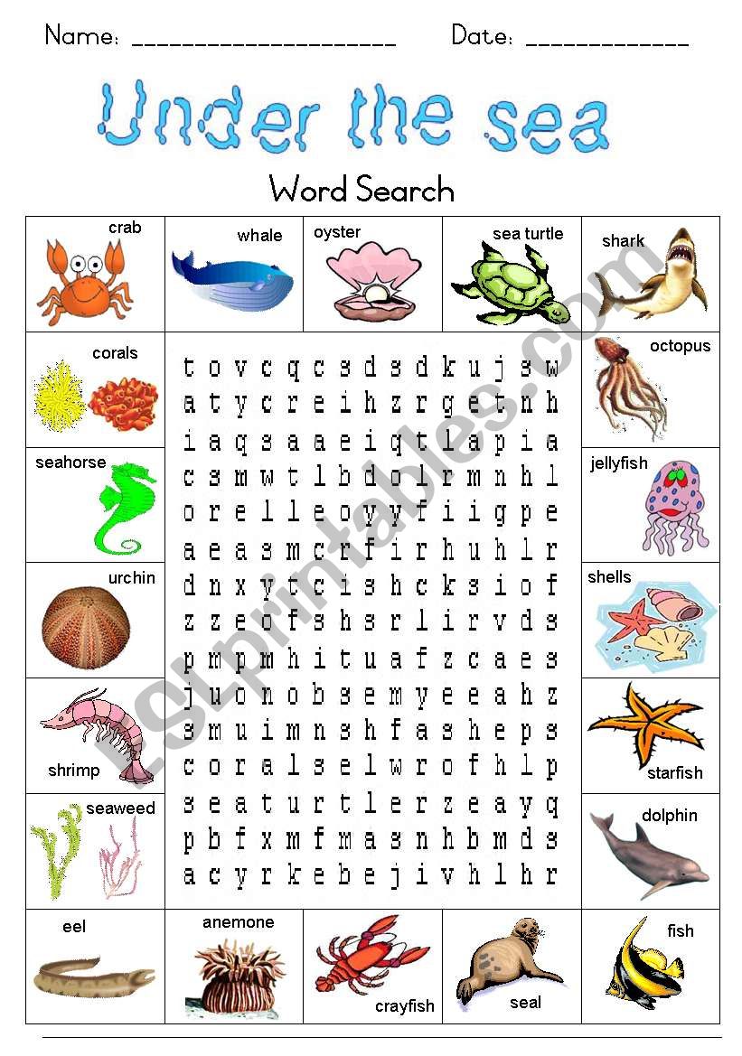 Under the sea word search