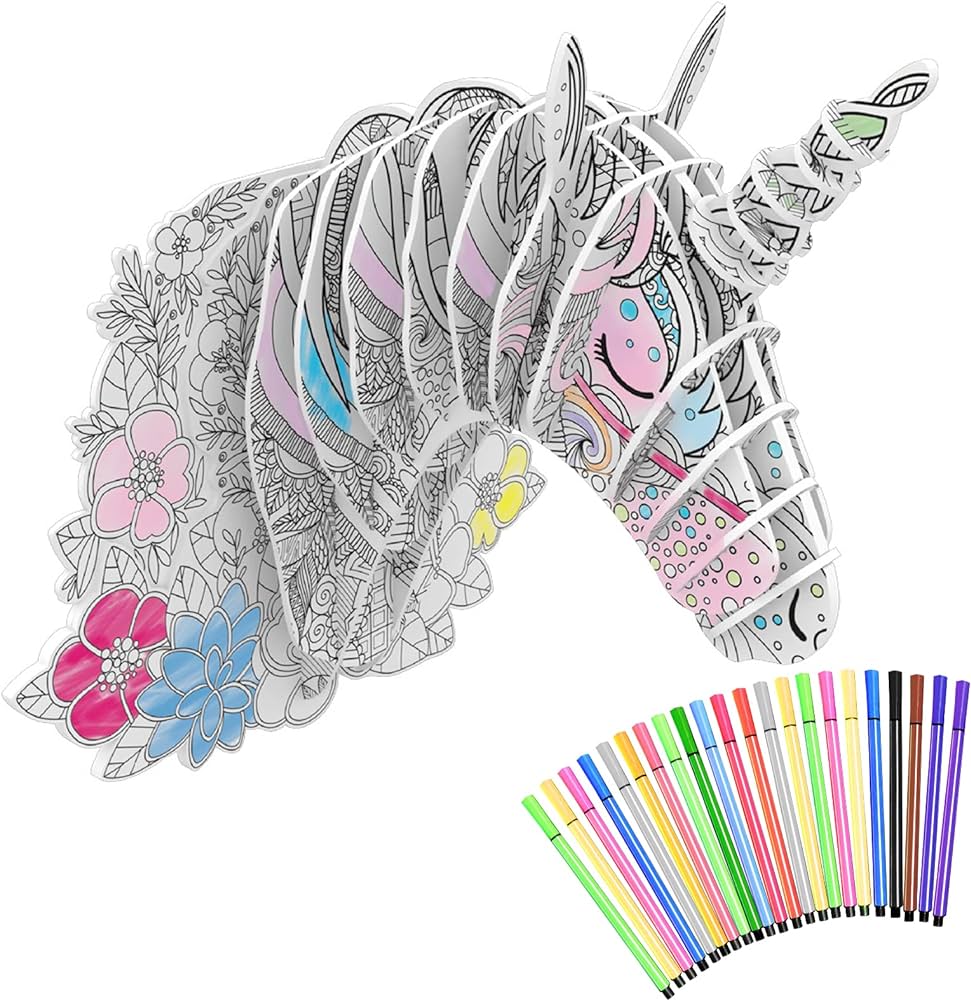 Unicorn d colouring puzzle set vegcoo diy d colouring puzzle fun painting art crafts educational painting