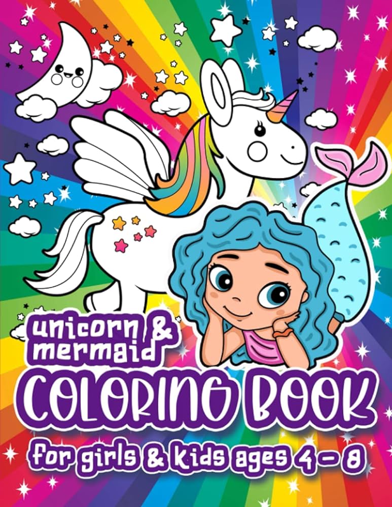 Unicorn mermaid coloring book for girls kids ages