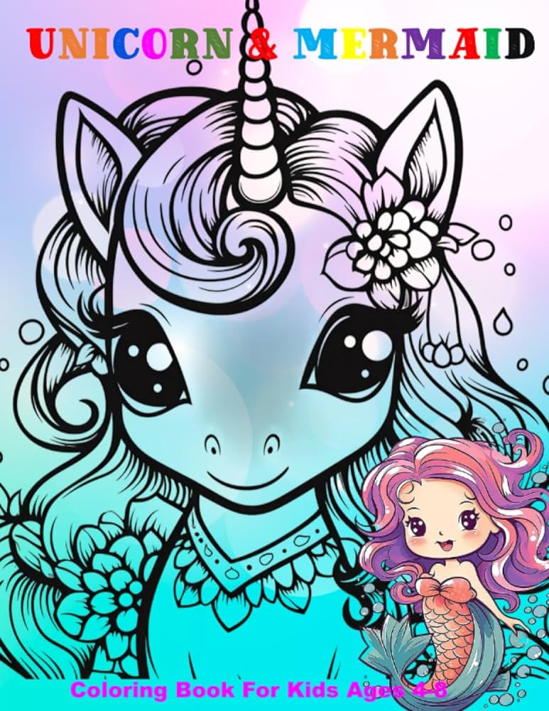 Unicorn mermaid coloring book for kids ages