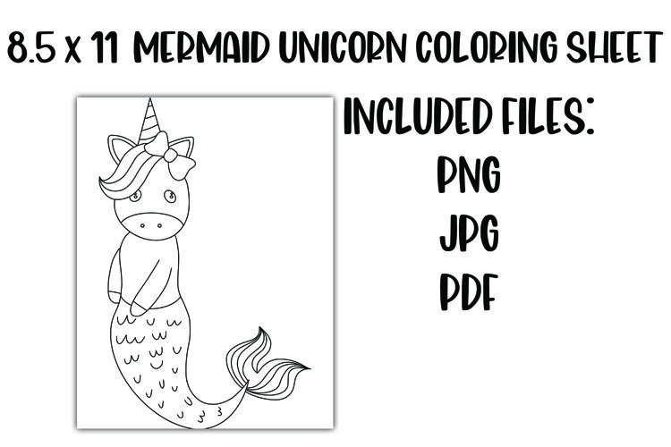 Mermaid unicorn kids coloring sheet