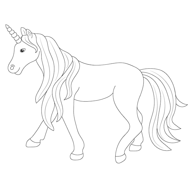 Premium vector blank printable design for children line art color unicorns vector illustration for coloring book