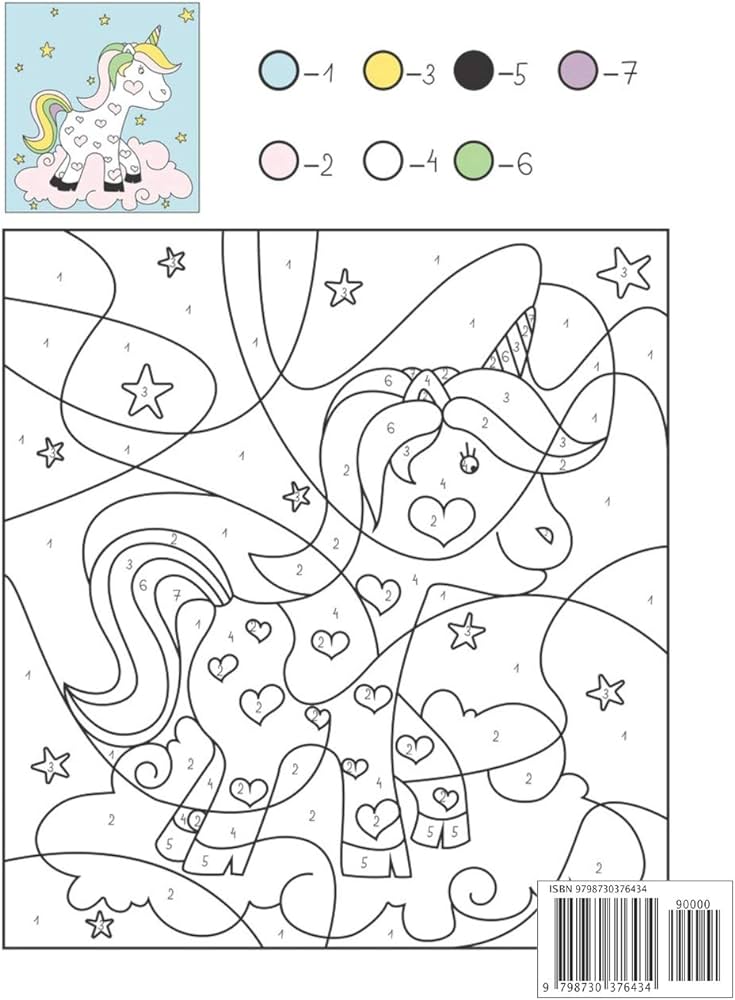 Paint by number unicorn for kids ages