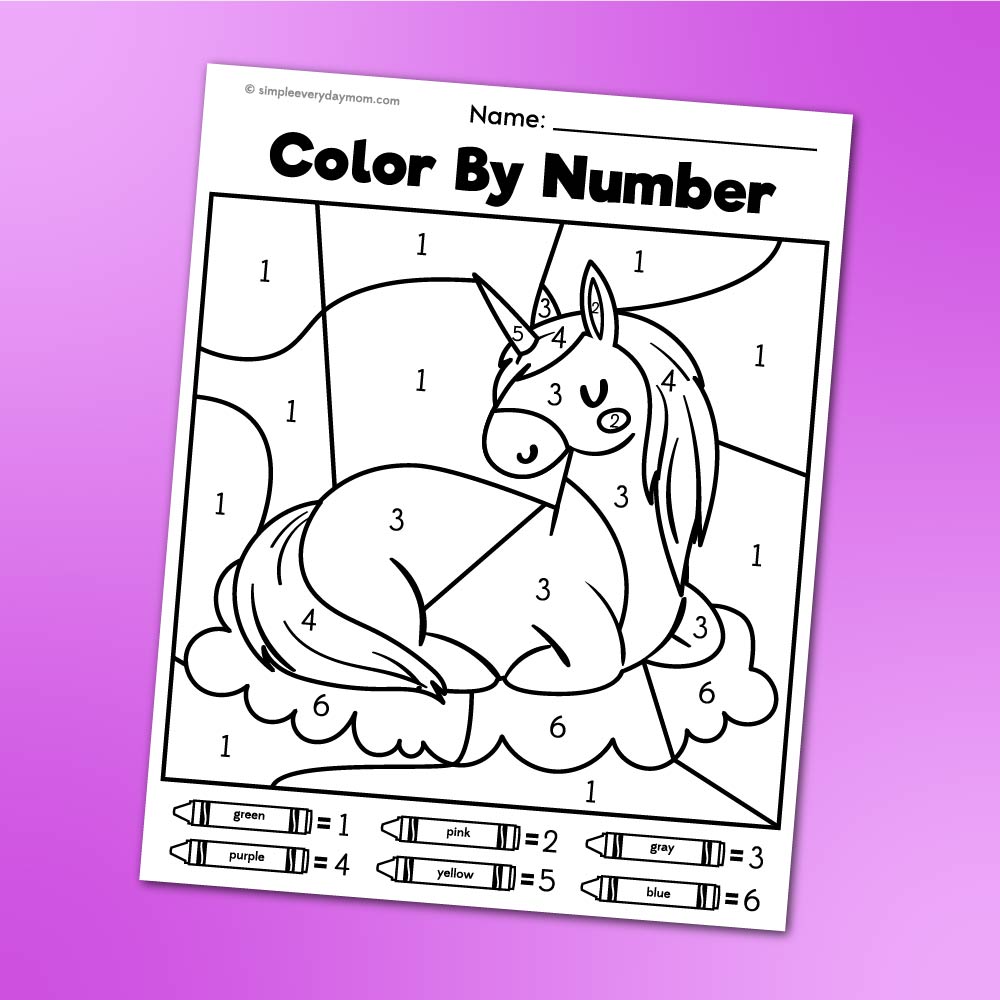 Unicorn color by number printables â simple everyday mom