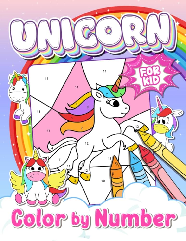 Unicorn color by numbers for kids unicorn coloring book for kids unicorn activity book unicorns color by number for girls boys kids ages
