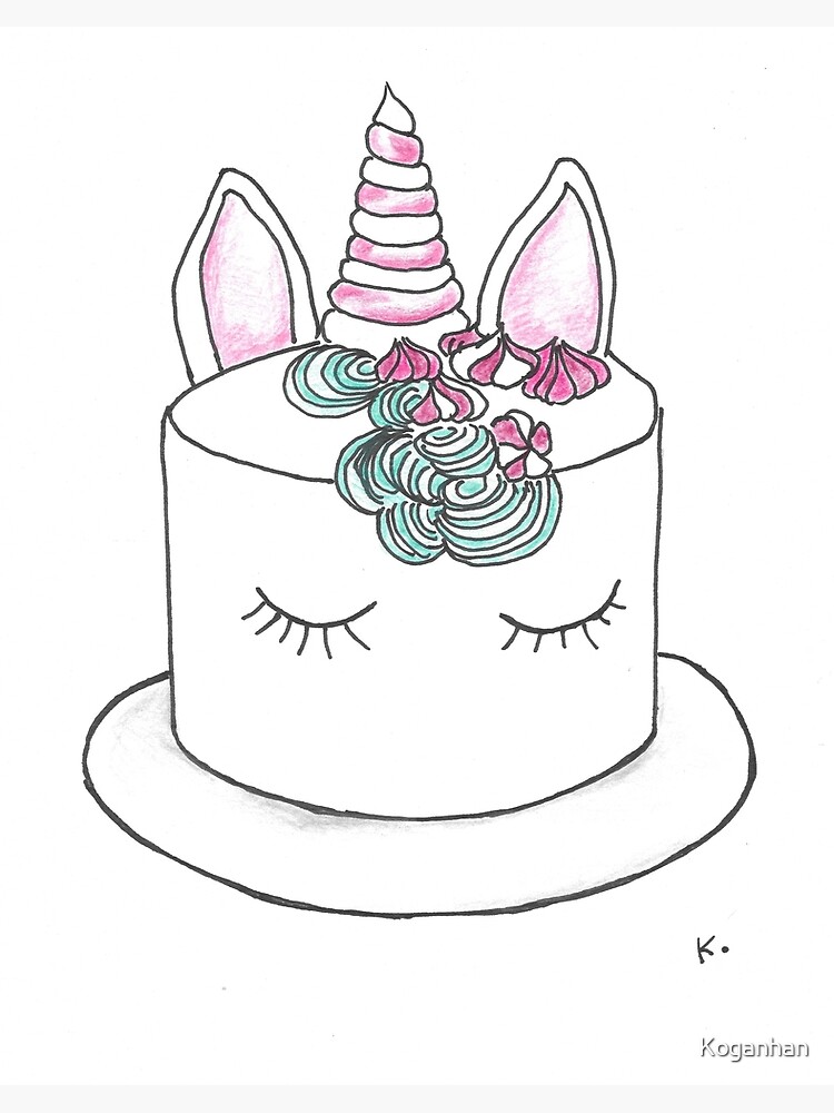 Unicorn cake art board print for sale by koganhan