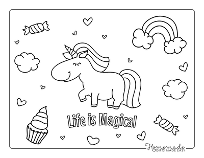 Magical unicorn coloring pages for kids adults
