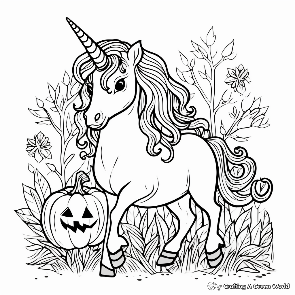 Unicorn pumpkin coloring pages