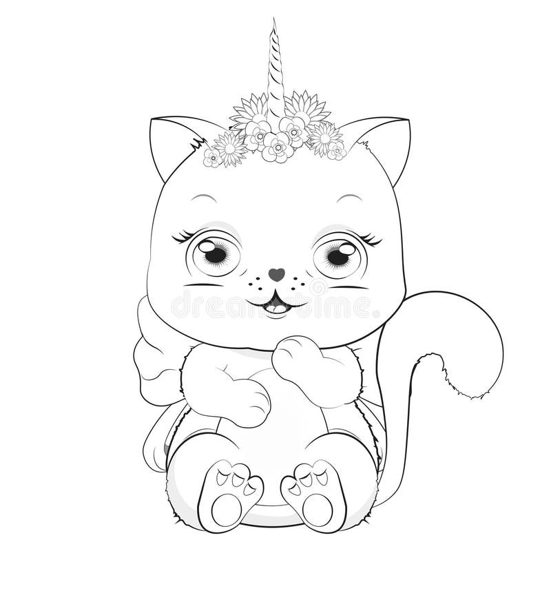 Unicorn cat coloring stock illustrations â unicorn cat coloring stock illustrations vectors clipart
