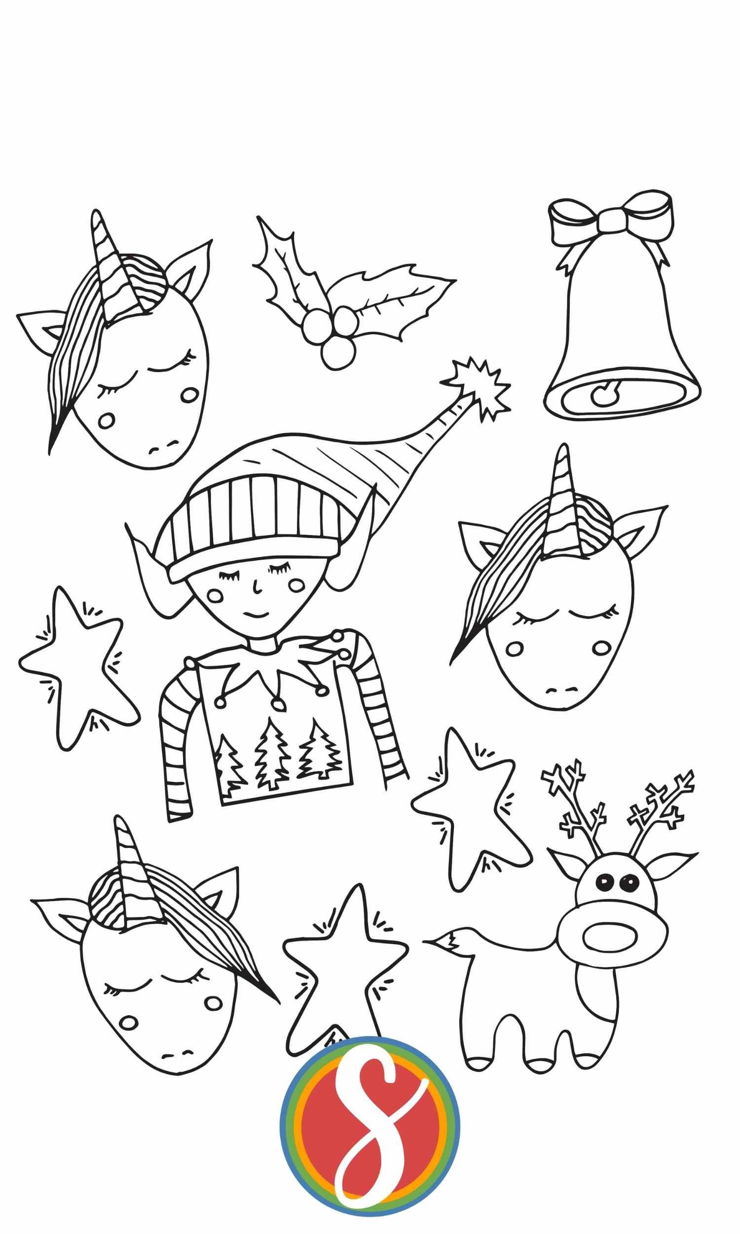 Free christmas unicorn pages â stevie doodles