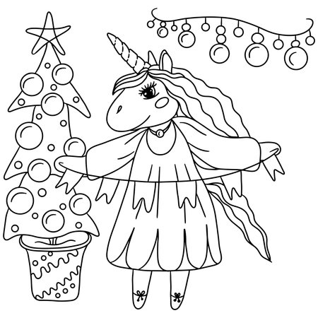 Unicorn christmas coloring stock vector illustration and royalty free unicorn christmas coloring clipart