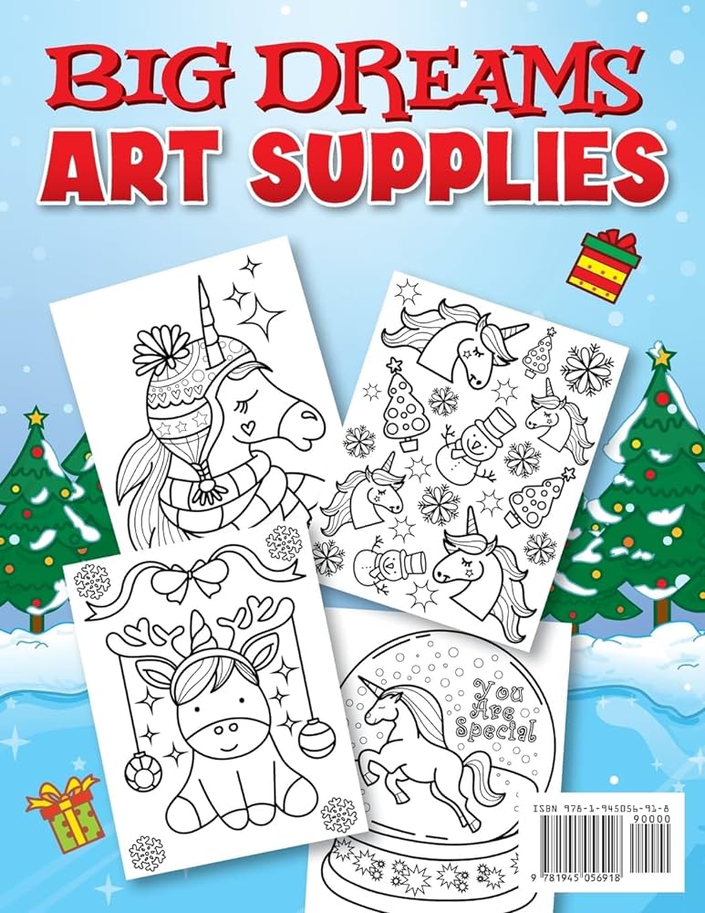 Unicorn christmas coloring book for kids the best christmas stocking stuffers gift idea for girls ages