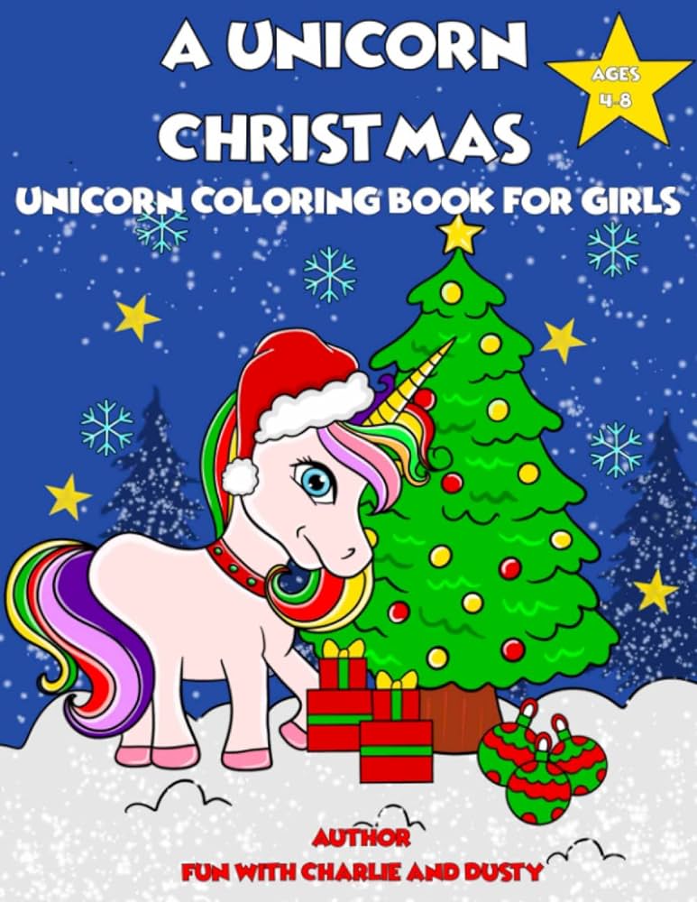 Unicorn christmas coloring book for kids ages