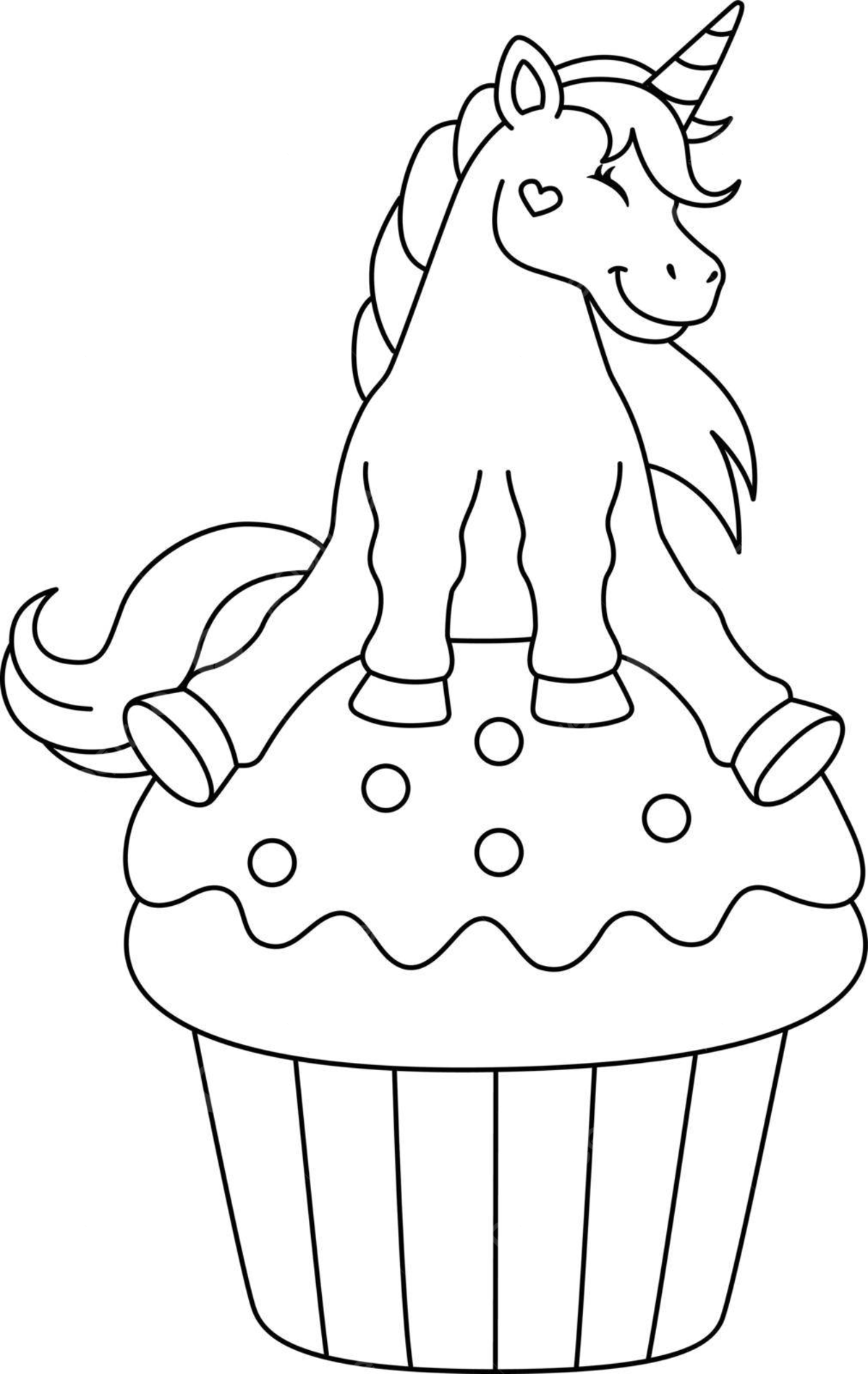 Unicorn sitting on a cupcake coloring isolated fason animal icon vector fason animal icon png and vector with transparent background for free download