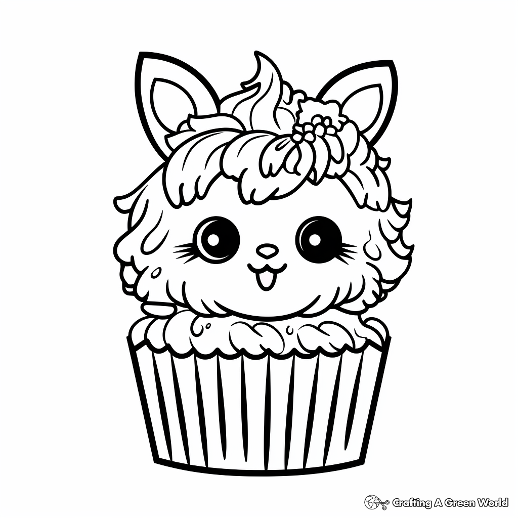 Unicorn cupcake coloring pages