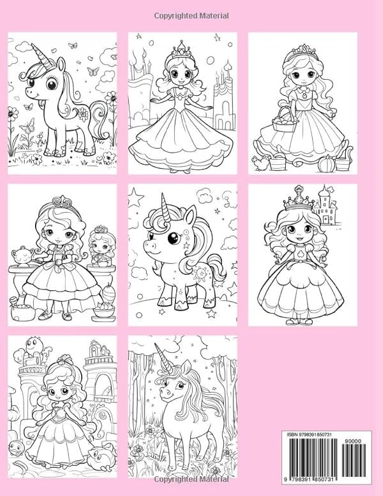 Beautiful princess and magic unirn fairy loring book for kids and parents artvibeslab books