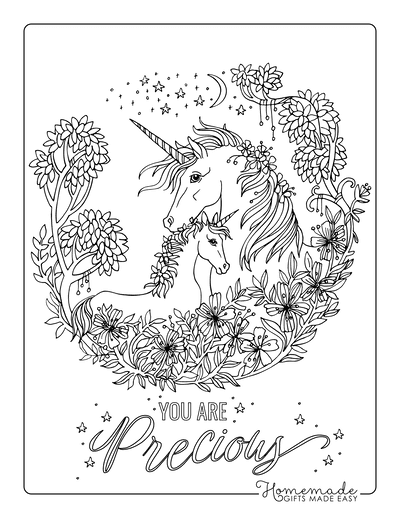 Magical unicorn coloring pages for kids adults