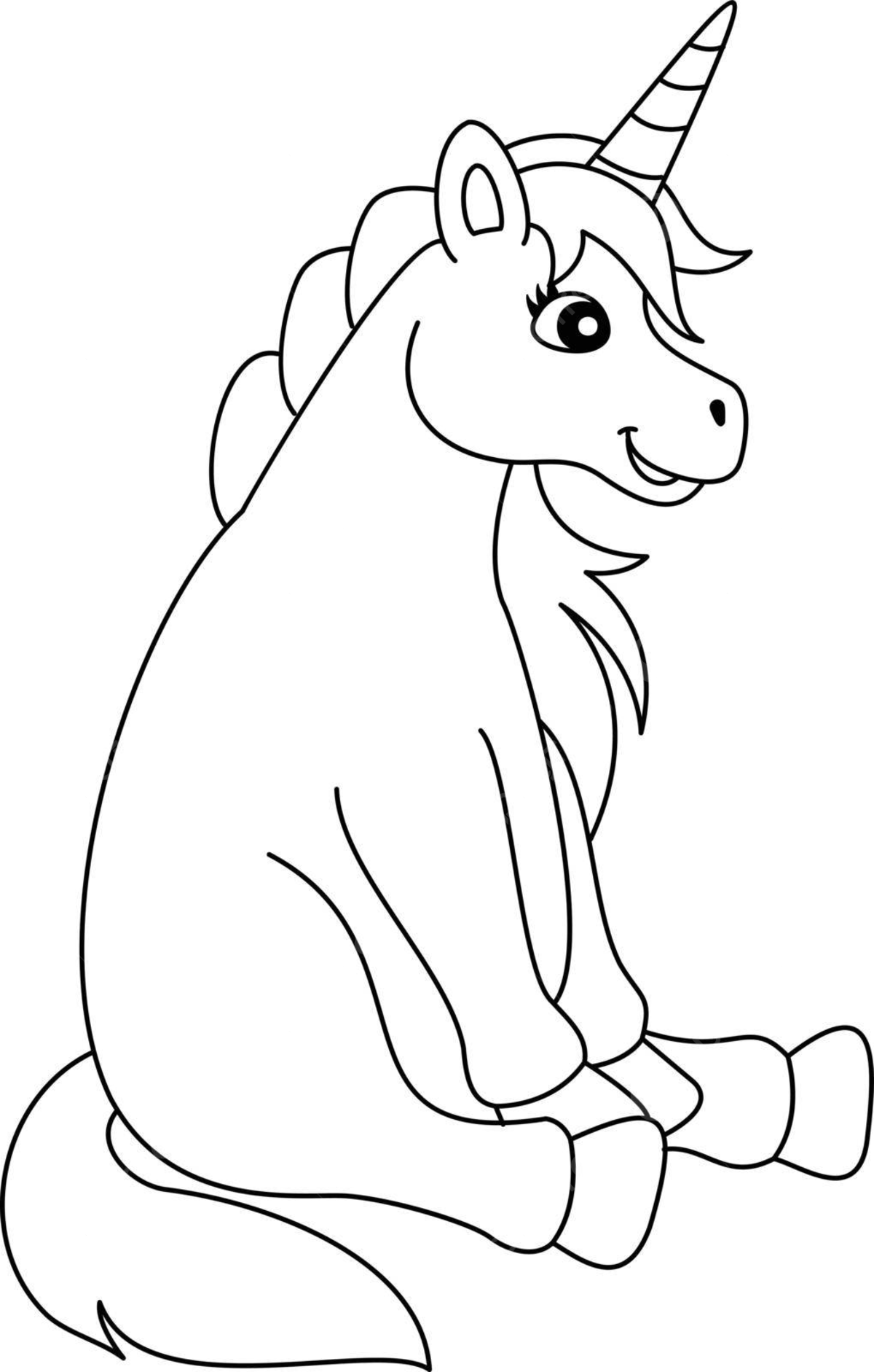 Sitting unicorn coloring page isolated for kids unicorn toddler sitting unicorn vector unicorn drawing ring drawing kid drawing png and vector with transparent background for free download