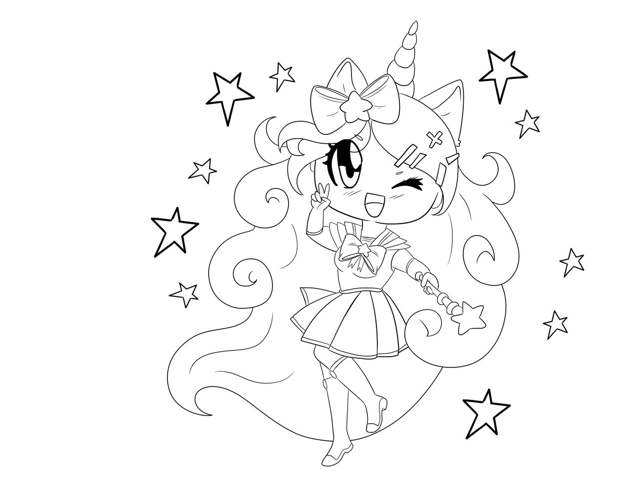 Free magical girl unicorn coloring page by jacqeydraws on